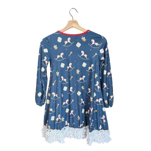 Love and Grow Rocking Horse Ruffle Hem Long Sleeve Nightgown 10YR Christmas - Picture 2 of 7